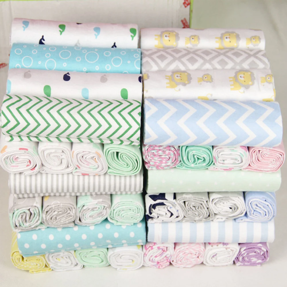 

4 Pcs/Lot Baby Blankets Newborn 100% Cotton Flannel Receiving Soft Baby Bath Towel Swaddle Blankets Baby Swaddle for Photography