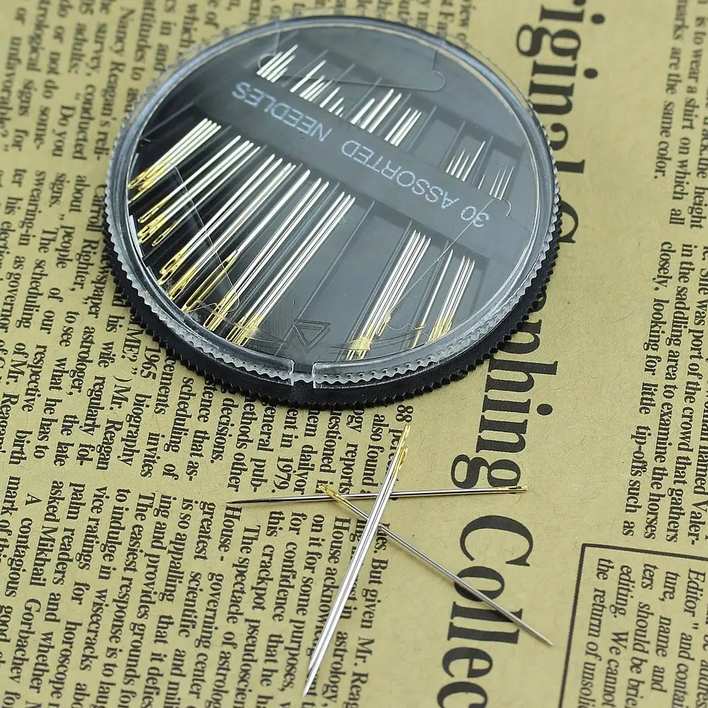 30PCS Assorted Hand Sewing Needles Embroidery Mending Craft Quilt Sew Case Metal Silver
