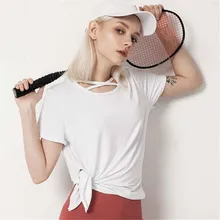 Быстросохнущая одежда для фитнеса и йоги дышащая женская футболка с короткими рукавами Свободная Повседневная рубашка для спорта и йоги