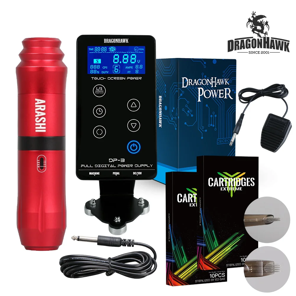 Dragonhawk макияж машина микроблейдинг роторная Татуировка ручка с игла для коррекции бровей татуировки инструменты Художественные поставки наборы
