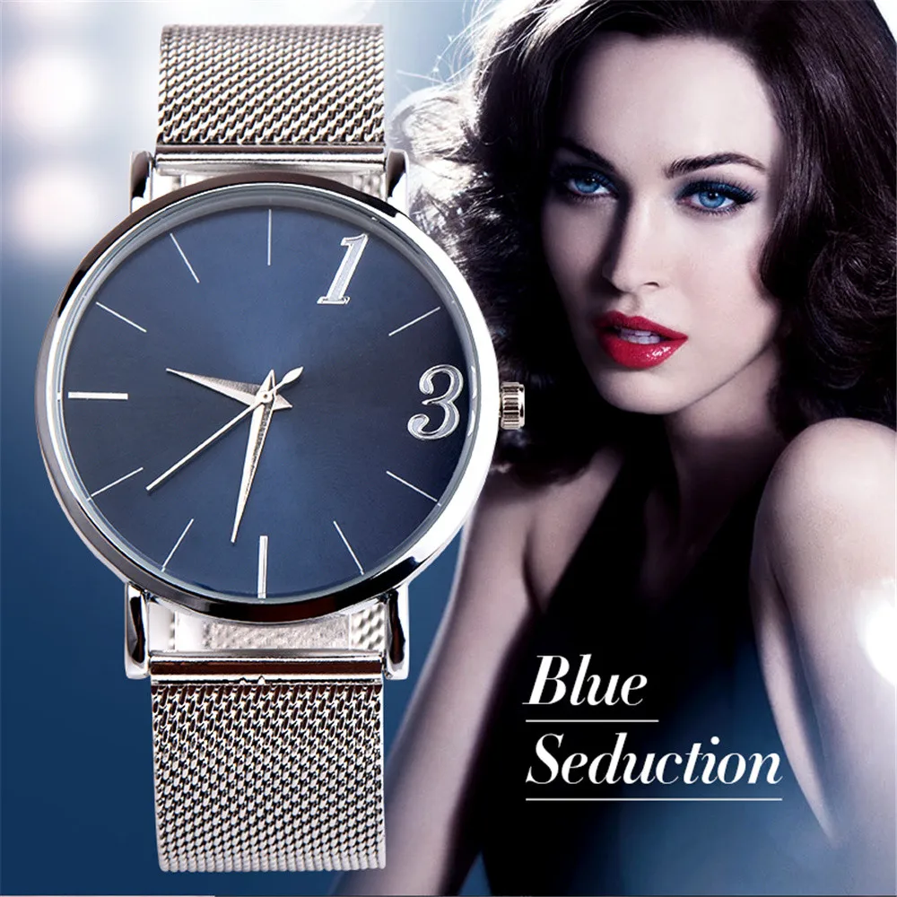 2018 Fashion Unique design Business Casual Design Watch Stainless Steel Couple Quartz Analog Wrist Watch