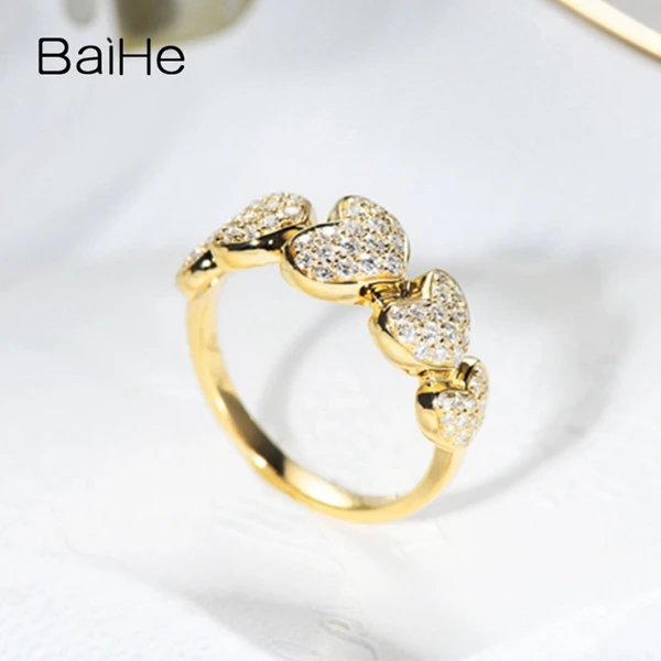 BAIHE Solid 14 K желтое золото(AU585) 0.49ct круглый H/SI натуральные Алмазы обручальные модные ювелирные изделия Подарочное кольцо
