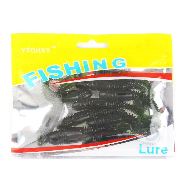 Soft Lure T-tail Soft Worm 3g/7.5cm 10/pcs Artificial Bionic Wobblers Worm Fishing Lure Soft Bait Fishing Gear jooyoo