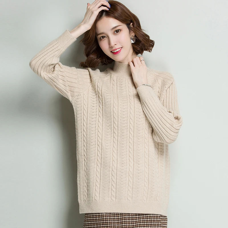 ^*Best Offers XL 5 Color Brand Women's Knit Sweater 2019 Autumn Winter New Solid Color Thickened Sweater Loose Wild Bottoming Pullovers Female ^*Best Offers XL 5 Color Brand Women's Knit Sweater 2019 Autumn Winter New Solid Color Thickened Sweater Loose Wild Bottoming Pullovers Female