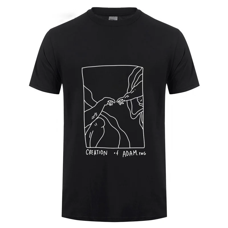 

Michelangelo's Magnum Creation of Adam.PNG T Shirt Men Women Short Sleeve O Neck Cotton Harajuku T-Shirt Summer Tops Tee