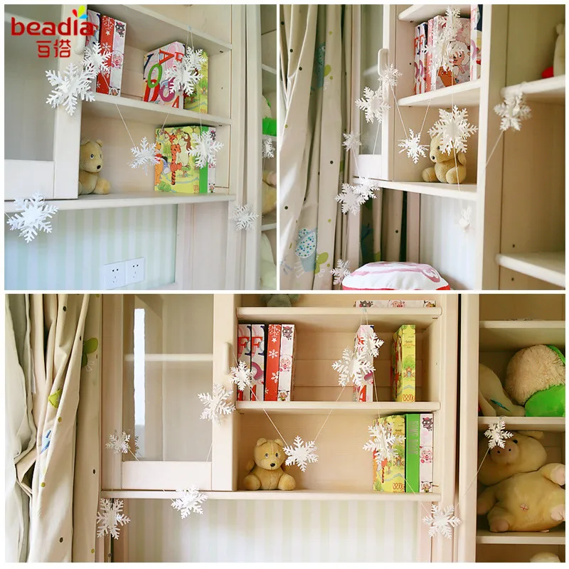 3m Frozen Party Supplies Silver Snowflake Shape Paper Garland Christmas Wedding Decoration Scene New Year Snow Flower Decoration