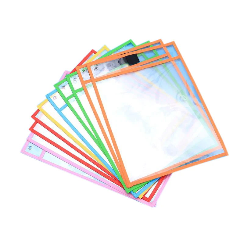 

10Pcs Stationery Storage Bags School Office Supplies Transparent Pvc Sewing Bag Reusable Dry Erase Pockets Random Colors