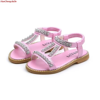 

HaoChengJiaDe New Summer Princess Sandals Girls Sandals Hook&loop Children Flat Sandals For 1-6 Ages Girls Gladiator Sandals