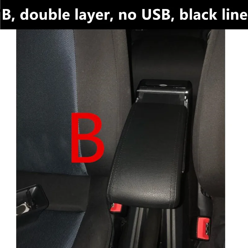 For Renault Sandero Armrest Box Sandero1-2 Universal Car Central Armrest Storage Box cup holder ashtray modification accessories - Название цвета: B black black line