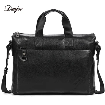 

New Business Briefcase Men Genuine Leather Gentleman Brand Real Leather Handbag Men's Totes Laptop Shoulder Bag