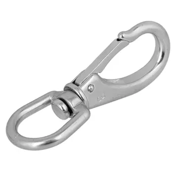 

Silver 304 Stainless Steel Boat Marine Pet Chains Keychains Swivel Eye Spring Hardware Snap Hook M6 peg hooks