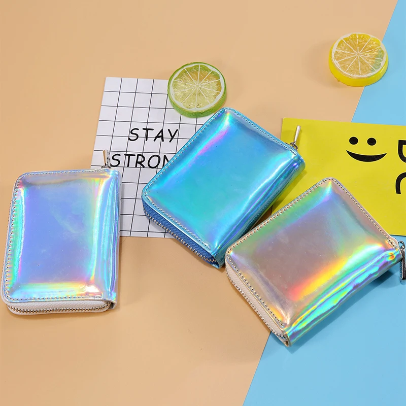 Silver Small Leather Women's Wallet Hologram Money Organizer Purse Short Clutch Bank Card Holders Fashion Coin Purse Silver Small Leather Women's Wallet Hologram Money Organizer Purse Short Clutch Bank Card Holders Fashion Coin Purse