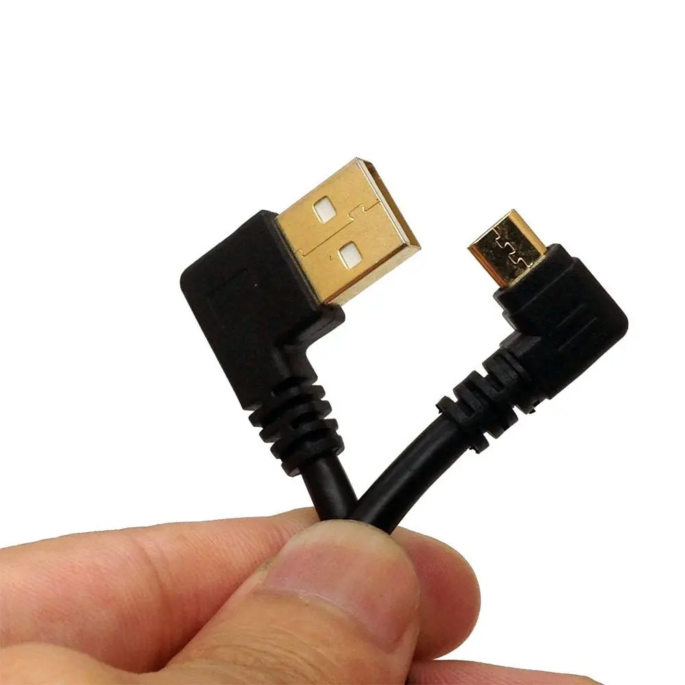 Gold plated 10CM 90 Degree USB 2.0 to Micro USB B Male Cable Gold Plated Right Angle Data Sync and Charge Extender Lead 