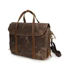 Retro Waterproof Wax Canvas Briefcase for Men High Quality Cowskin Leather Belt Laptop Business Handbag Classic Crossbody Bag Retro Waterproof Wax Canvas Briefcase for Men High Quality Cowskin Leather Belt Laptop Business Handbag Classic Crossbody Bag