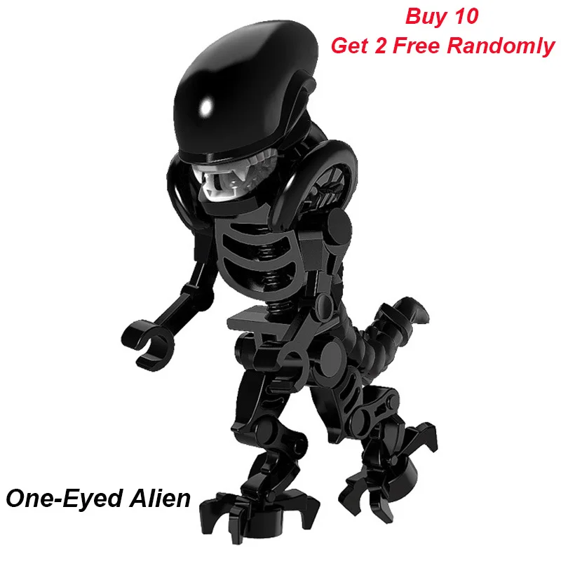 

1PC One-Eyed Alien Blocks Super Heroes Godzilla Star Wars Dragon Ball The Horror Cartoon Figures Building Bricks Toys PG1164