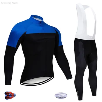 

Ropa Ciclismo 2019 Blue Custom Pro Cycling Jersey Men Pro Team Winter Long Sleeve Set MTB Bike Clothing Sportswear Pants 9D Pad