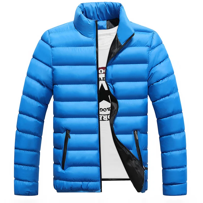 Новая модная зимняя повседневная однотонная мужская куртка Мандарин Coallar верхняя одежда на молнии куртки для мужчин зимние пальто размера плюс