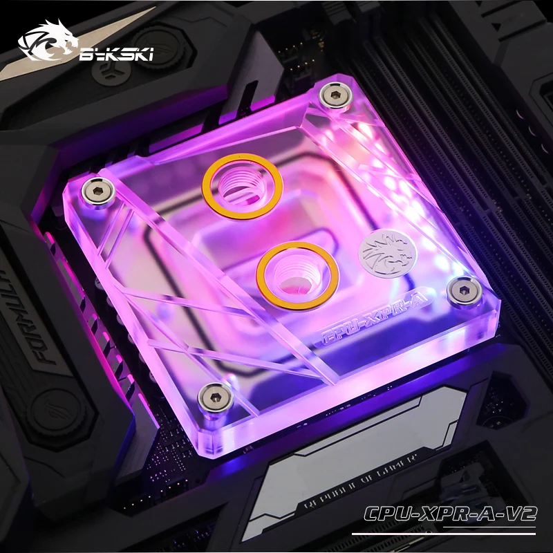 Bykski CPU-XPR-A-V2 ، ل إنتل Lga115x/2011 الاكريليك وحدة المعالجة المركزية المياه كتل ، RBW نظام الإضاءة ، microwaterway مياه التبريد كتلة