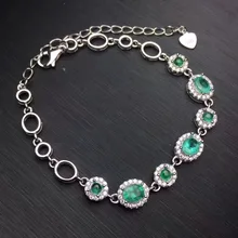 Натуральный зеленый изумруд браслет с драгоценными камнями браслет из натурального драгоценного камня 925 серебряный браслет Элегантный Нежный Круглый Женский вечерние украшения