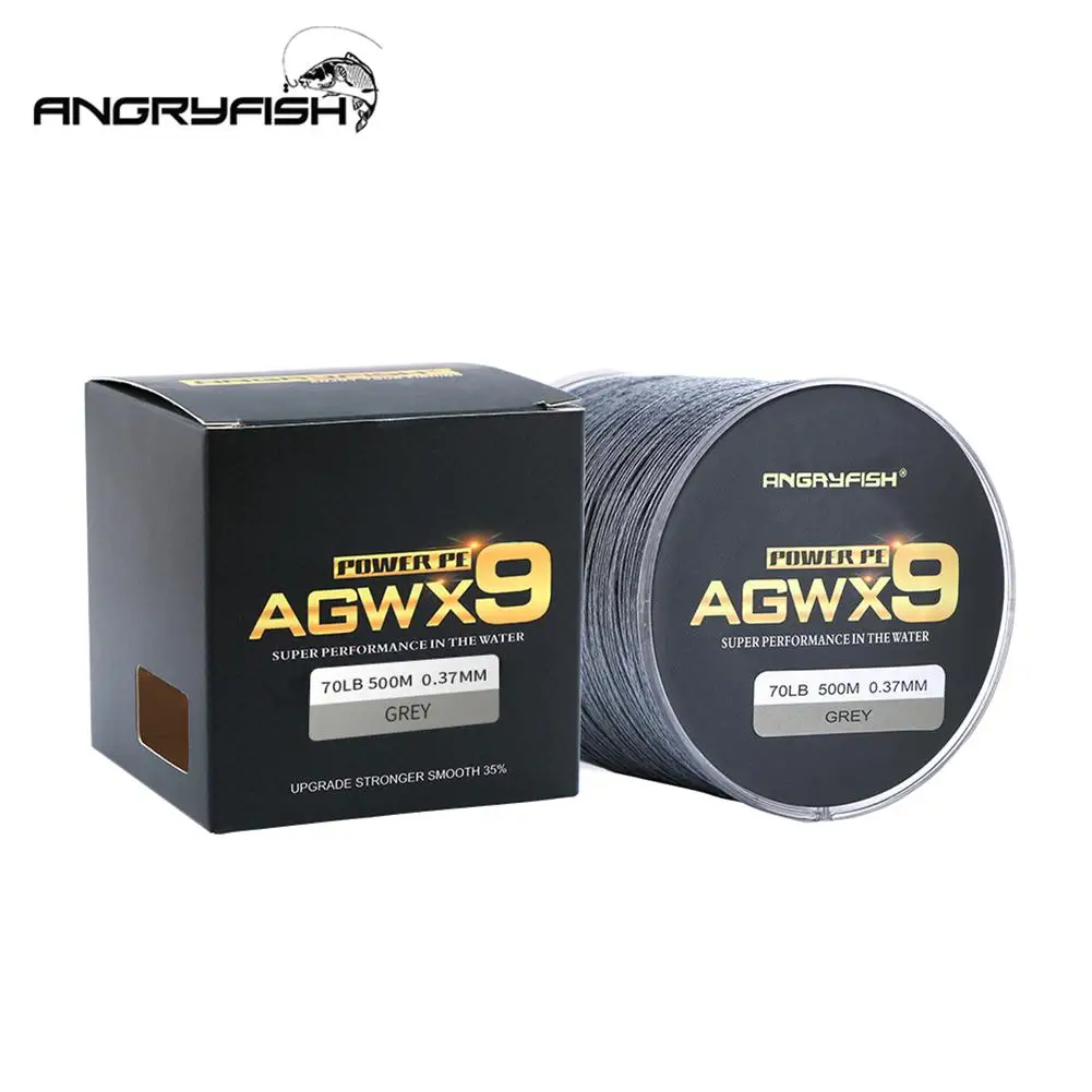 ANGRYFISH Diominate X9 PE Line 9 прядей плетеная 500 м/547 ярдов супер сильная леска 15LB-100LB серая