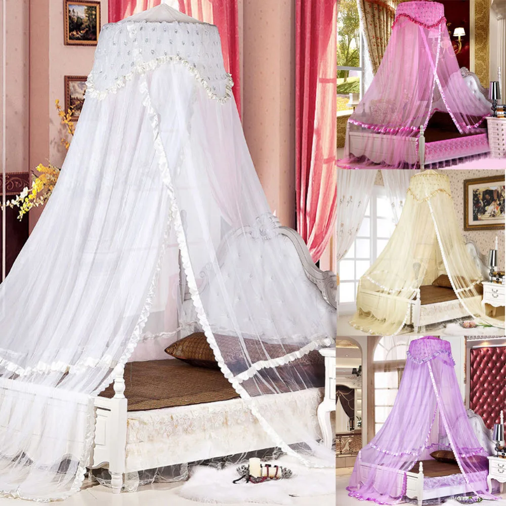 NEW ANTIQUE STYLE HANGING MOSQUITO NET FLORAL BED CANOPY FLY INSECT PROTECTION