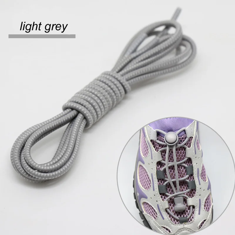 light grey Эластичные шнурки Блокировка шнурки для обуви, шнурки бег для триатлона, занятий спортом шнурки пеший Туризм шнурки Детские эластичные шнурки - Цвет: light grey
