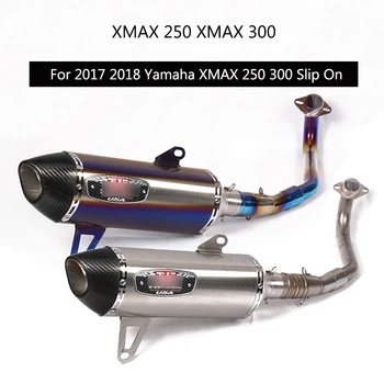 

( Complete Exhaust System ) For 2017 2018 Yamaha XMAX 250 XMAX 300 Exhaust Pipe Slip On 51 mm Motorcycle Header Mid Tail Escape