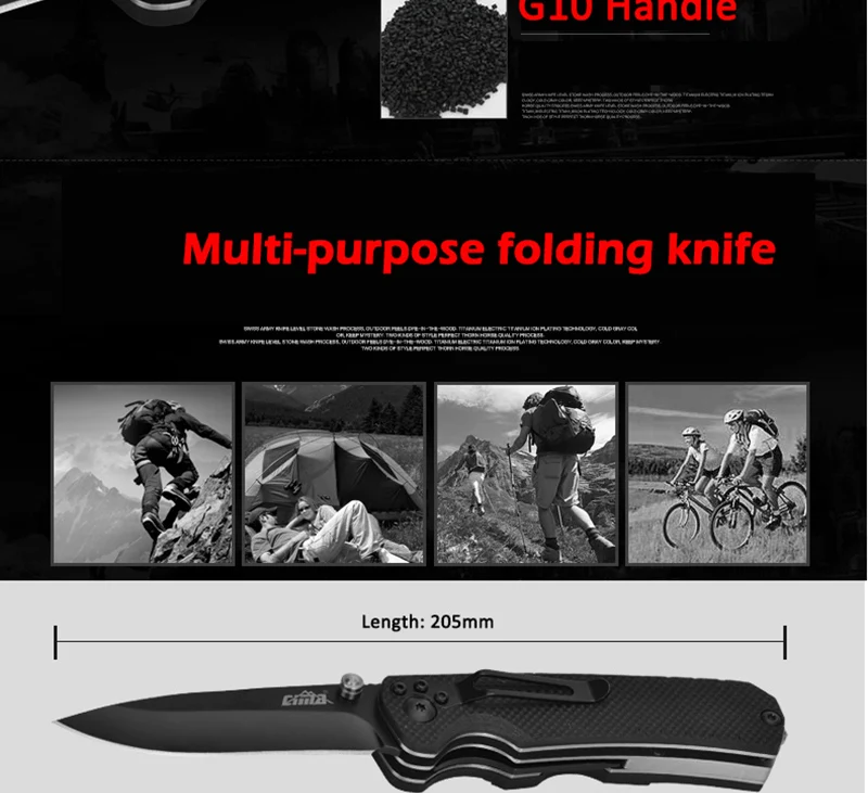 CIMA Многофункциональный Открытый карманный складной охотничий нож G10 ручка, 8CR13 сталь