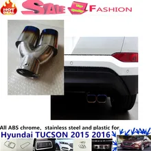 For Hyunda1 Tucson 2015 2016 car cover muffler exterior end pipe dedicate stainless steel exhaust tip tail 1pcs (Blue color)