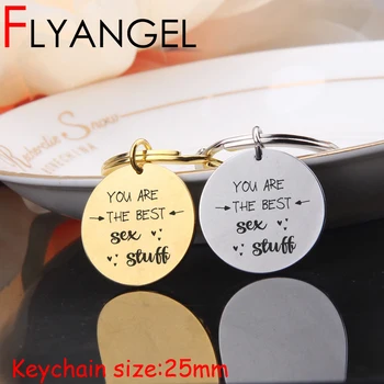 

FLYANGEL Fashion Round Keychain Stamped You Are The Best Keyring Cute Couple Humor Bag Charm Jewelry Accessories Gifts