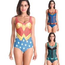 Летний сексуальный чудо-женщина купальники боди 3D принты один предмет женский купальник Спортивный Купальный костюм плюс