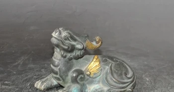 

chinese fengshui bronze gilt Evil spirits Brave troops Pixiu fly beast statue