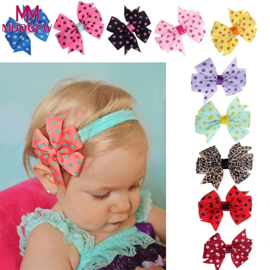 Baby Headband Kids Hair Bundles Cute Girls Headwear with Dot Bowknot