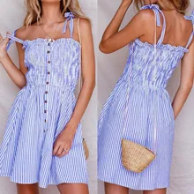 קיץ נשים שמלה 2019 בציר סקסי בוהמי פרחוני טוניקת שמלה קיצית כיס אדום לבן שמלת פסים נקבה מותג Ali9(China)