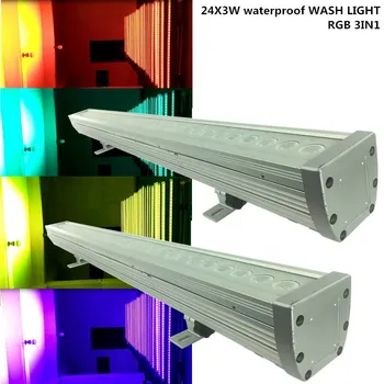 

2pcs/ 24X3W Waterproof LED wash light RGB 3IN1 IP65 LED PAR DMX512 3/7CH disco light,professional dj equipment