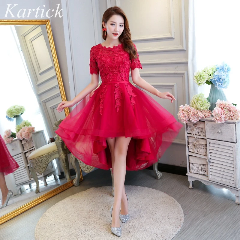 

New Arrival Bridesmaid Dresses Short Sleeve Bride Gown Short Front Long Back Ball Prom Party Homecoming/Graduation Formal Dress