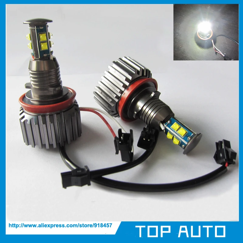 80W H8 LED Angel Eyes Halo Ring Marker Light Bulbs Xenon White for BMW