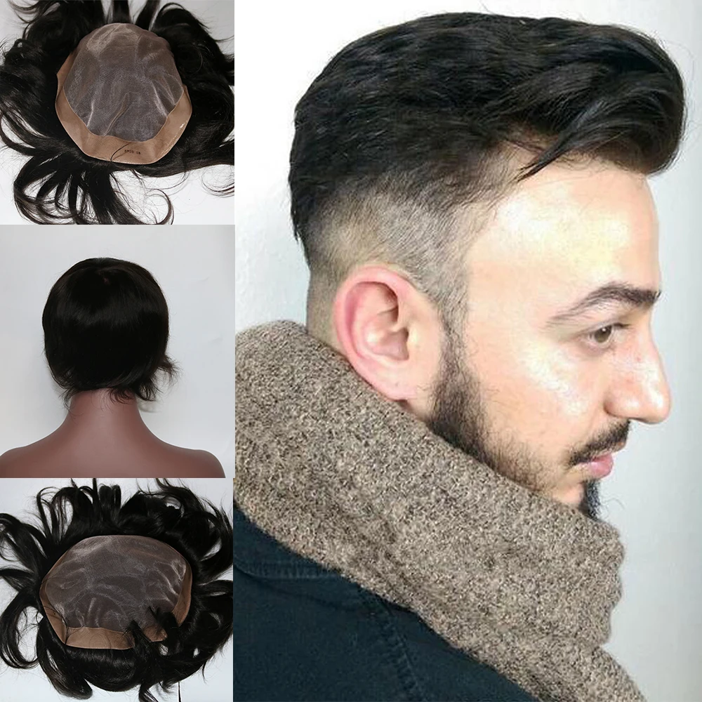 Eversilky Mono база Remy человеческих волос мужской парик замена волос кусок свободный стиль 8x10 скидка черный# 1B
