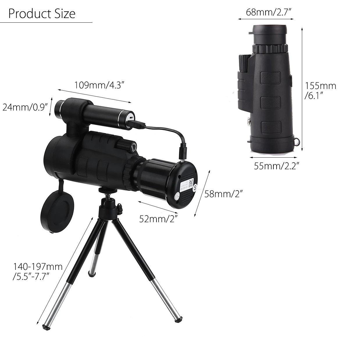 40x60 WIFI IR Infrared Night Vision Monocular Telescope HD Optical Smartphone Lens for Outdoor Hunting+Tripod Phone Holder