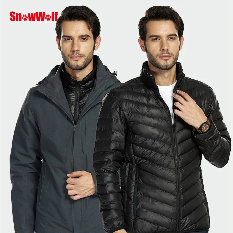 SNOWWOLF  Men Winter fishing Clothes Outdoor Waterproof Fishing Windbreaker Jacket Winter thermal Rain Suit heated jacket