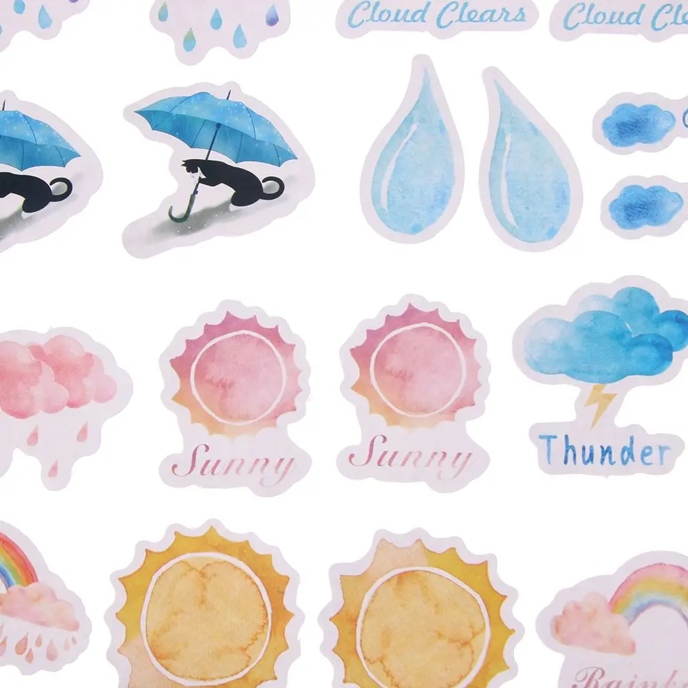 

46PCS/Lot Watercolor Good Or Bad Weather Stickers Set Decorative Stationery Scrapbooking DIY Diary Album Label