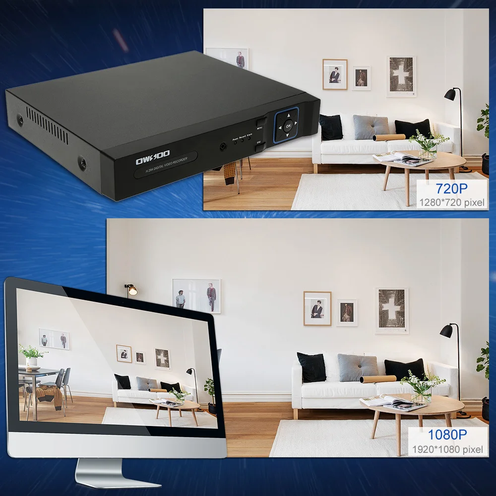 OWSOO 4CH AHD DVR Регистраторы полный 1080N видеонаблюдения Регистраторы H.264 4 канальный цифровой видео Регистраторы для видеонаблюдения комплект камеры AHD