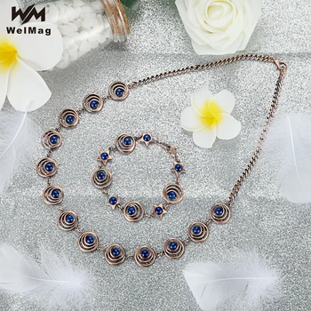 

WelMag Jewelry sets for Women Dropship Copper Charm Magnet Necklace and Bracelet Charm Jewellry with stones Opal Cat's-eye