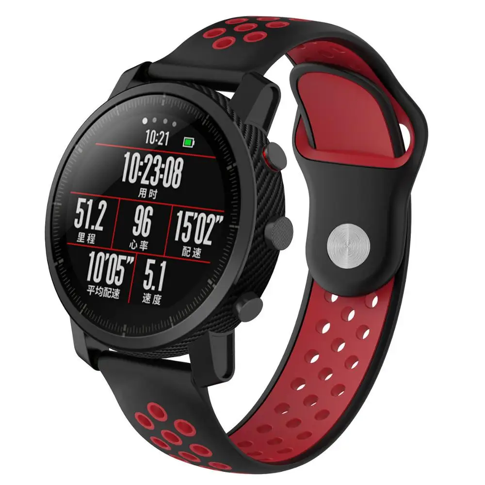 Для Amazfit Stratos Смарт-часы ремешок дышащие спортивные силиконовые полосы браслет двойной цвет ремень для Xiaomi Huami Amazfit Pace - Цвет: 4