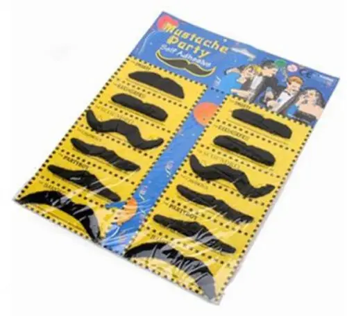 

12 Stylish Fake Moustaches Mustache Set Beard Fancy Dress Fun Funny Party X'mas