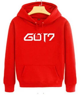 Новое поступление осень KPOP GOT7 получил 7 толстовки любителей пуловер Джексон толстовка черный красный Мужская Флисовая Толстовка