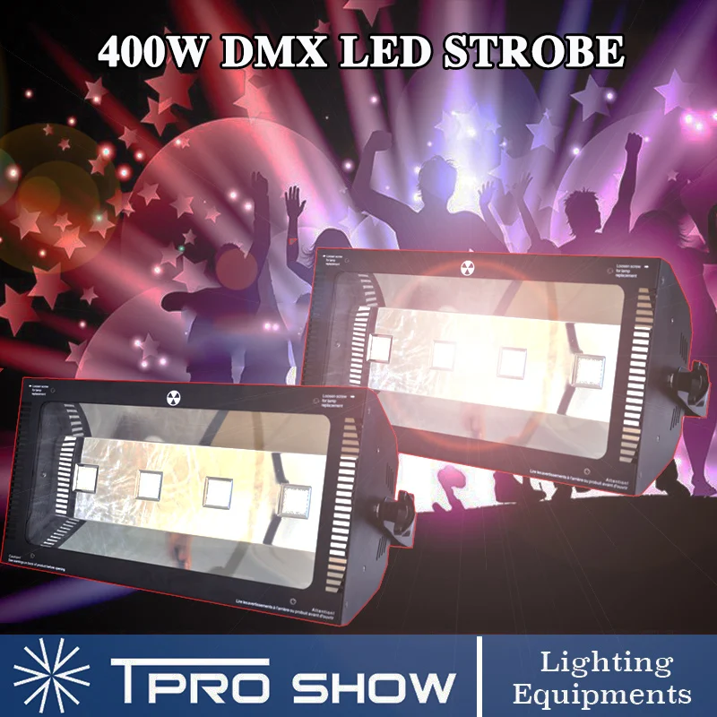 2Pcs Stroboscope 400W Disco Strobe Lights RGB White LED Colors Dmx512 Auto Music Control Stage Light Projector for DJ Club Party | Лампы и