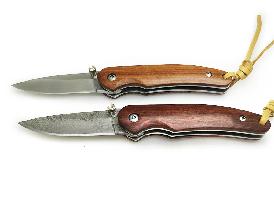 Ручной складной карманный нож дамасская Красная деревянная ручка тактические ножи для выживания EDC многофункциональные инструменты для охоты и кемпинга