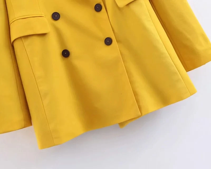 Новые модные женские желтые длинные блейзеры куртки 2019 весна-осень офисные женские Саржевые бомбы костюмы пальто для девочек Роскошный