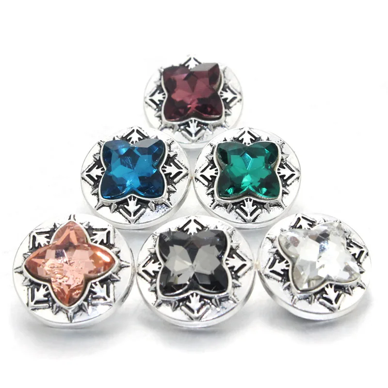 10PCS/Lot Mix Colors Round DIY Crystal Rhinestones Birthstone 18mm Snap Button Metal Buttons for Women Jewelry 011008 | Украшения и